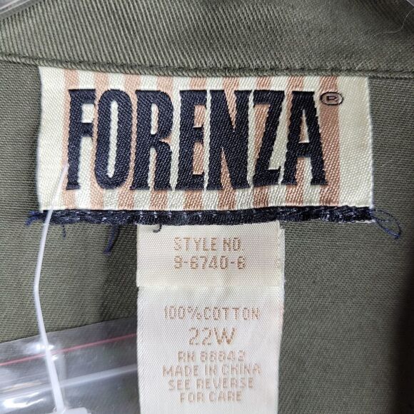 NEW Forenza VINTAGE 22W olive green twill like blazer jacket w pockets 3X 22 NWT - Picture 3 of 10
